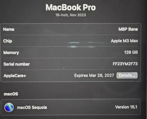 MacBook Pro 16" M3 Max, 128GB RAM, 2TB SSD, 16-Core CPU, 40-Core GPU, Black. - Image 8