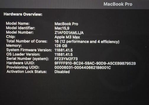 MacBook Pro 16" M3 Max, 128GB RAM, 2TB SSD, 16-Core CPU, 40-Core GPU, Black. - Image 9